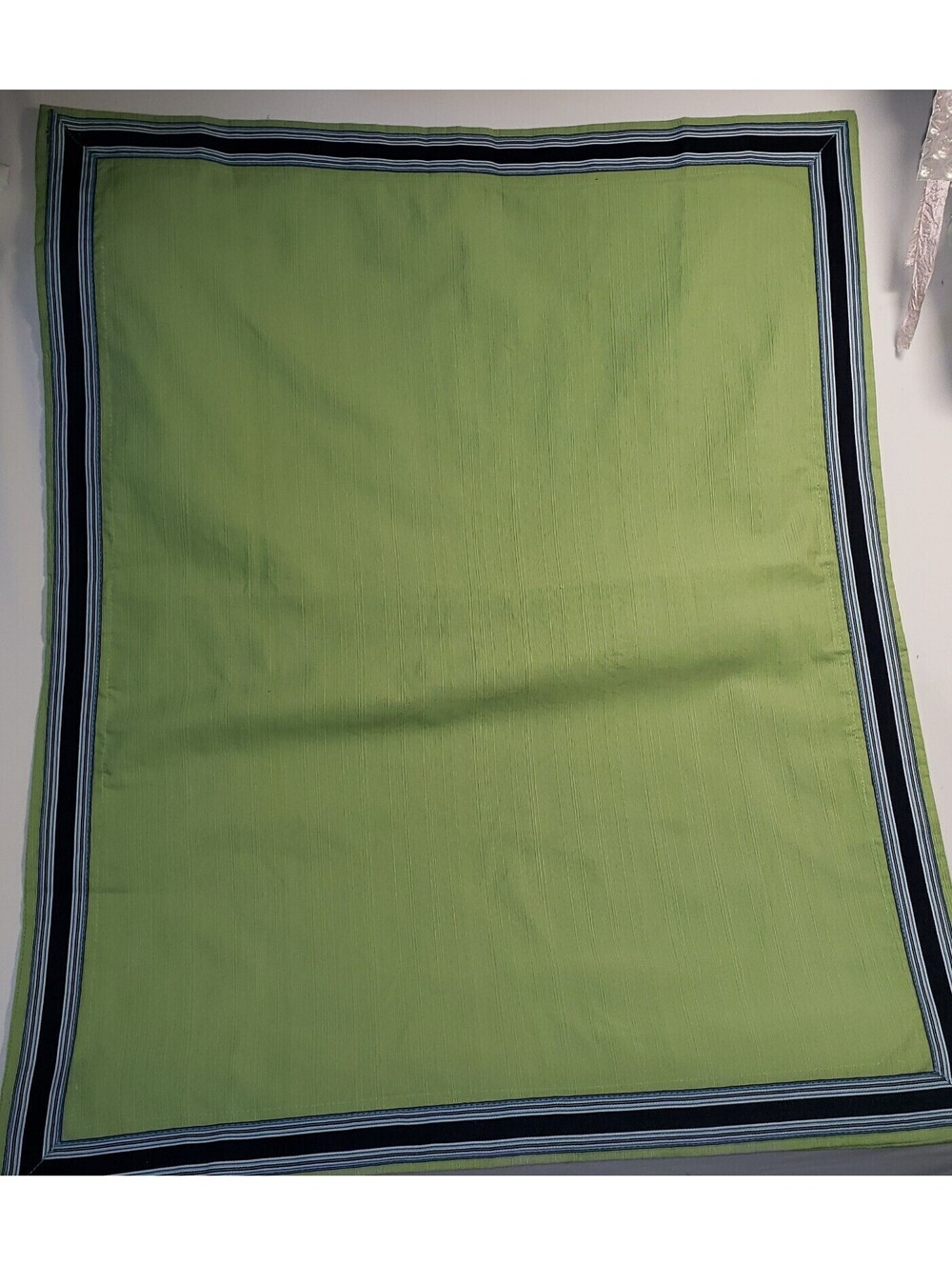 Nautica Pillow Sham Green with Navy Blue Ribbon Border Standard Size 26x20